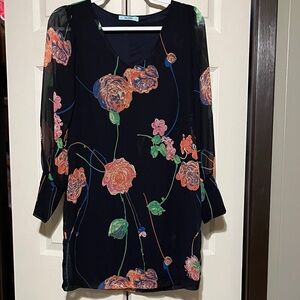Cynthia Rowley Black Dress with Floral Design